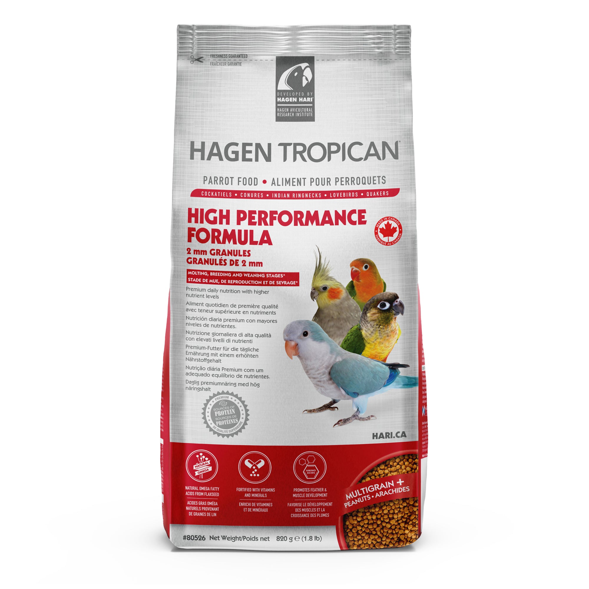 Tropican High Performance Granules for Cockatiel/Small Parrot 2mm Pe