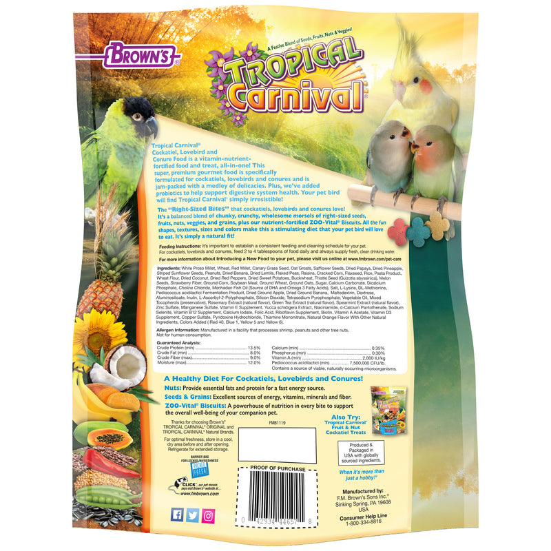 Brown's Tropical Carnival Gourmet Cockatiel Food 3 lbs
