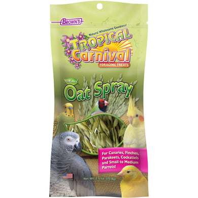 Brown's Tropical Carnival Oat Spray Foraging Treats for Birds - 2.5 oz