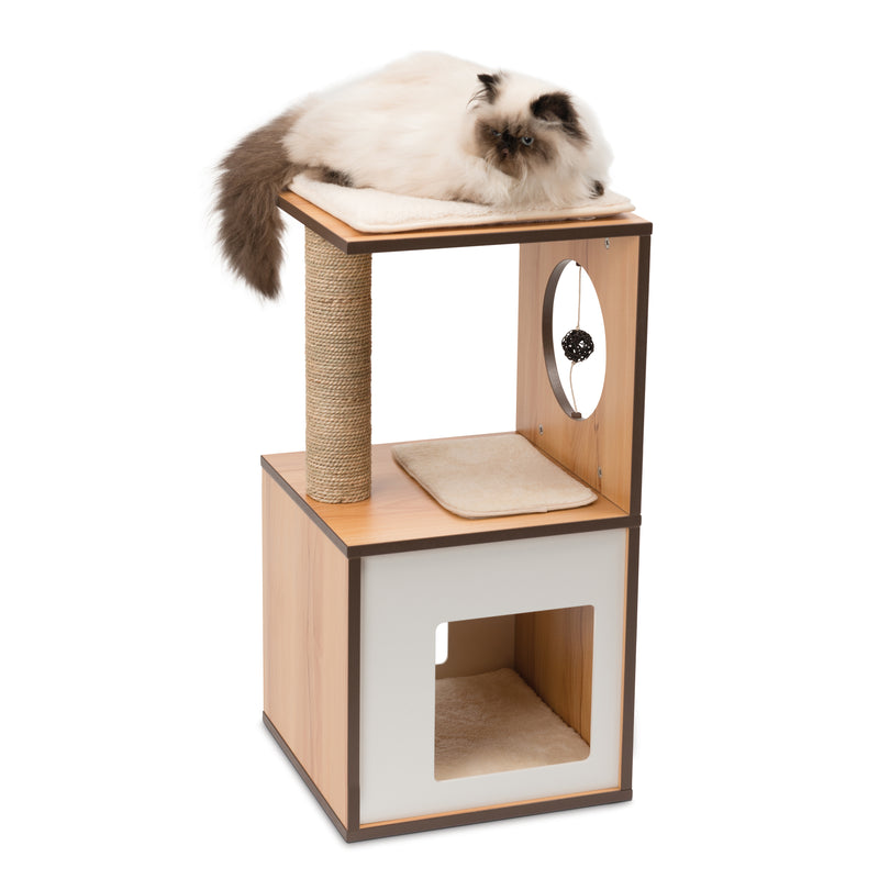 Vesper V-Box - Walnut - Cat Bed & Play Center
