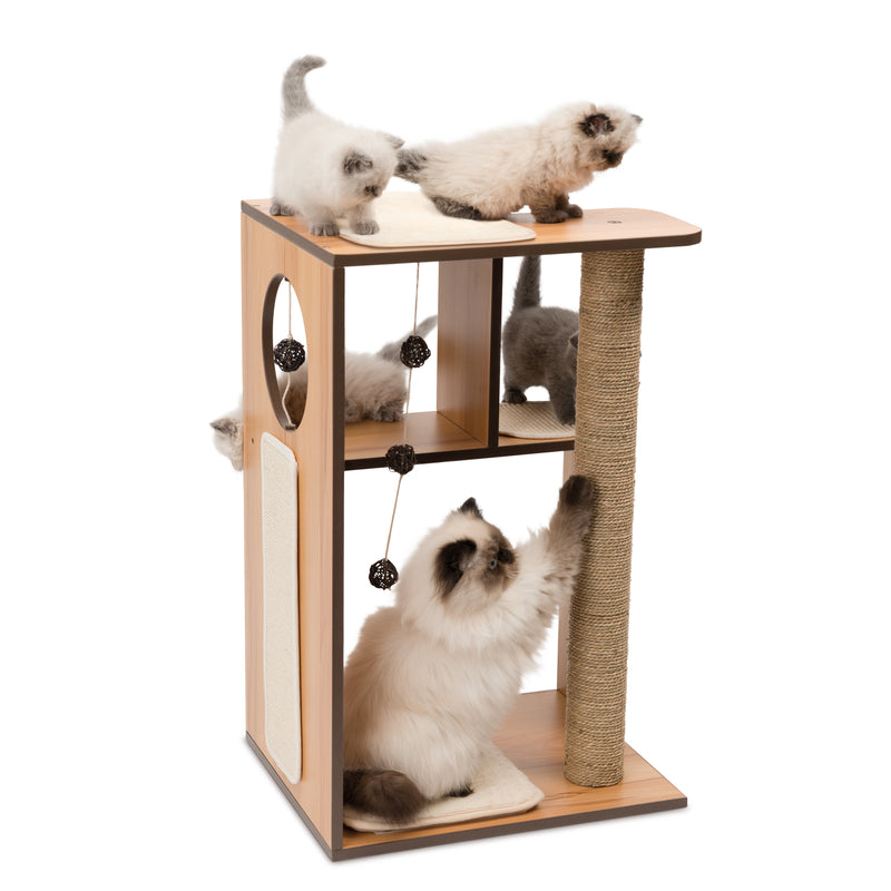 Vesper V-Box - Walnut - Cat Bed & Play Center
