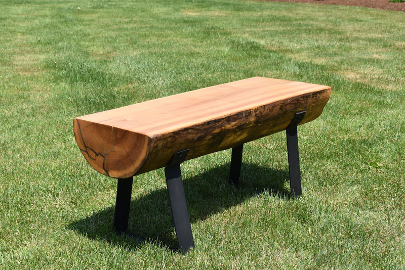 Solid Ash Wood Tounge Oil Finish Outdoor Bench with Brown Epoxy Fill - Local Pickup Only
