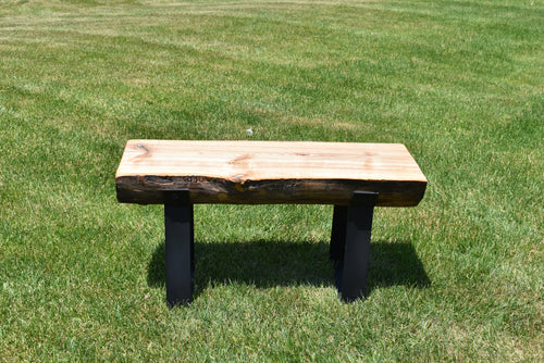 Solid Ash Wood Tounge Oil Finish Outdoor Bench with Green Epoxy Fill - Local Pickup Only