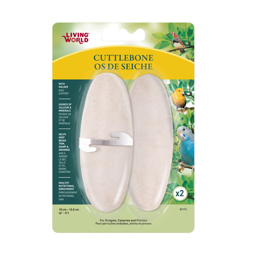 Living World Small Cuttlebone with Holder - 2 Pack