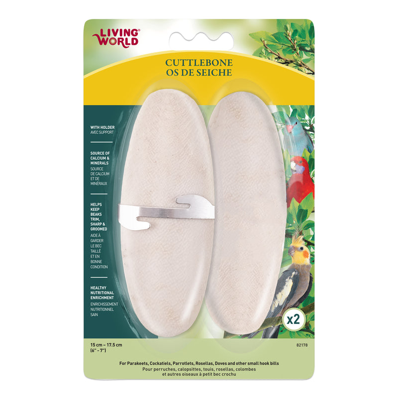 Living World Large Cuttlebone with Holder - 2 Pack
