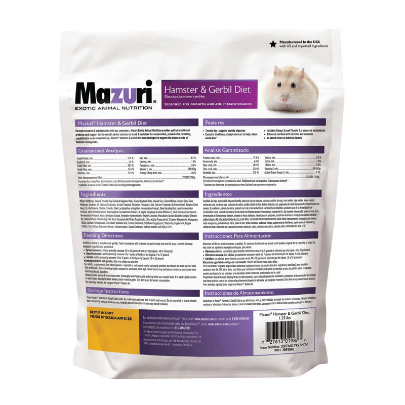 Mazuri Hamster & Gerbil Diet - 1.25 lbs
