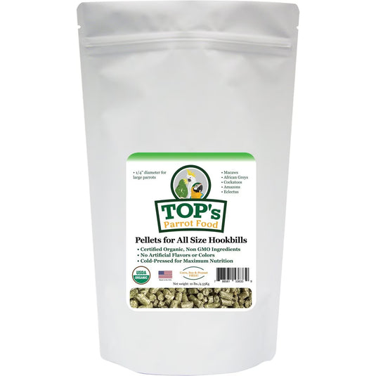 TOP's Parrot Food Large Pellets for Hookbills | USDA Organic Certified - Parrot / African Grey