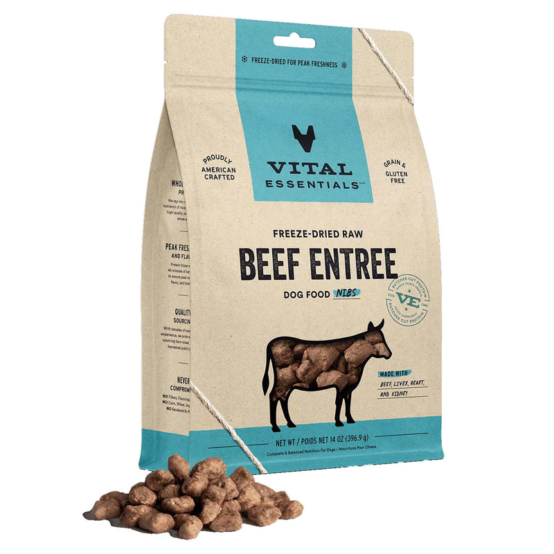 Vital Essentials Beef Nibs - Freeze-Dried Dog Food - 14 oz
