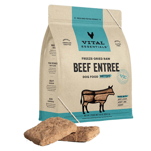 Vital Essentials Beef Patties - Freeze-Dried Dog Food - 30 oz