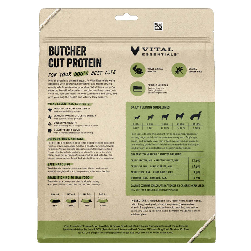 Vital Essentials Freeze-Dried Rabbit Mini Nibs Dog Food
