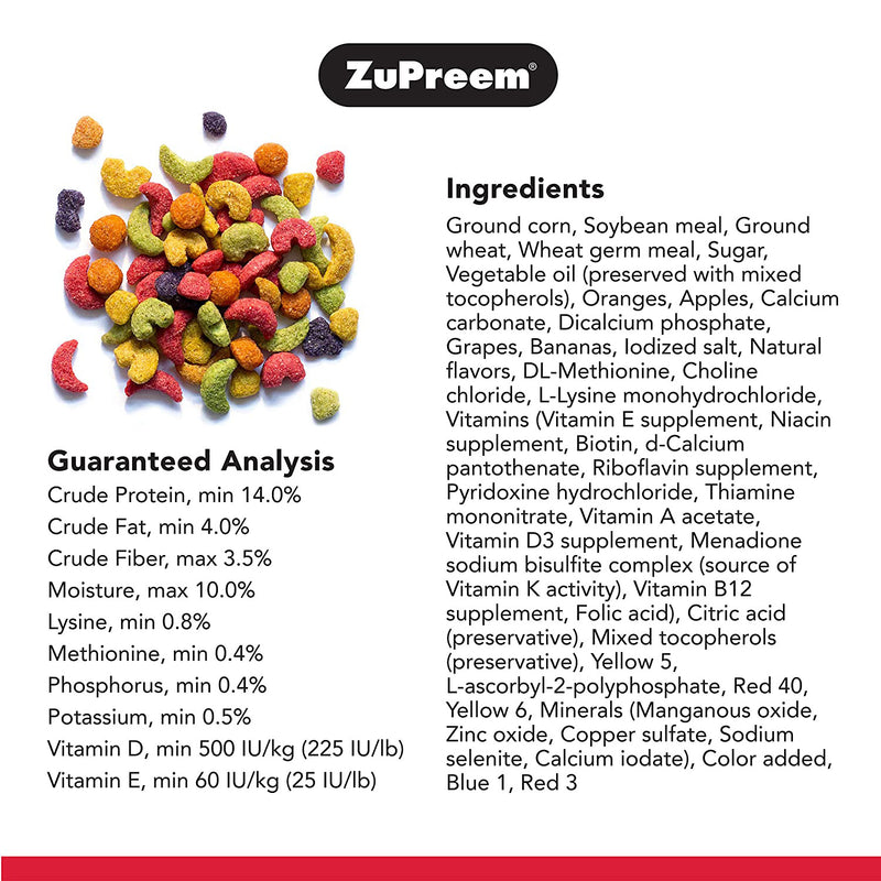 ZuPreem FruitBlend Daily Nutrition Parrot & Conure Pellet
