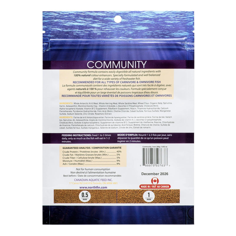 NorthFin Community Formula Fish Food 0.5mm / 1mm Pellet 🍁
