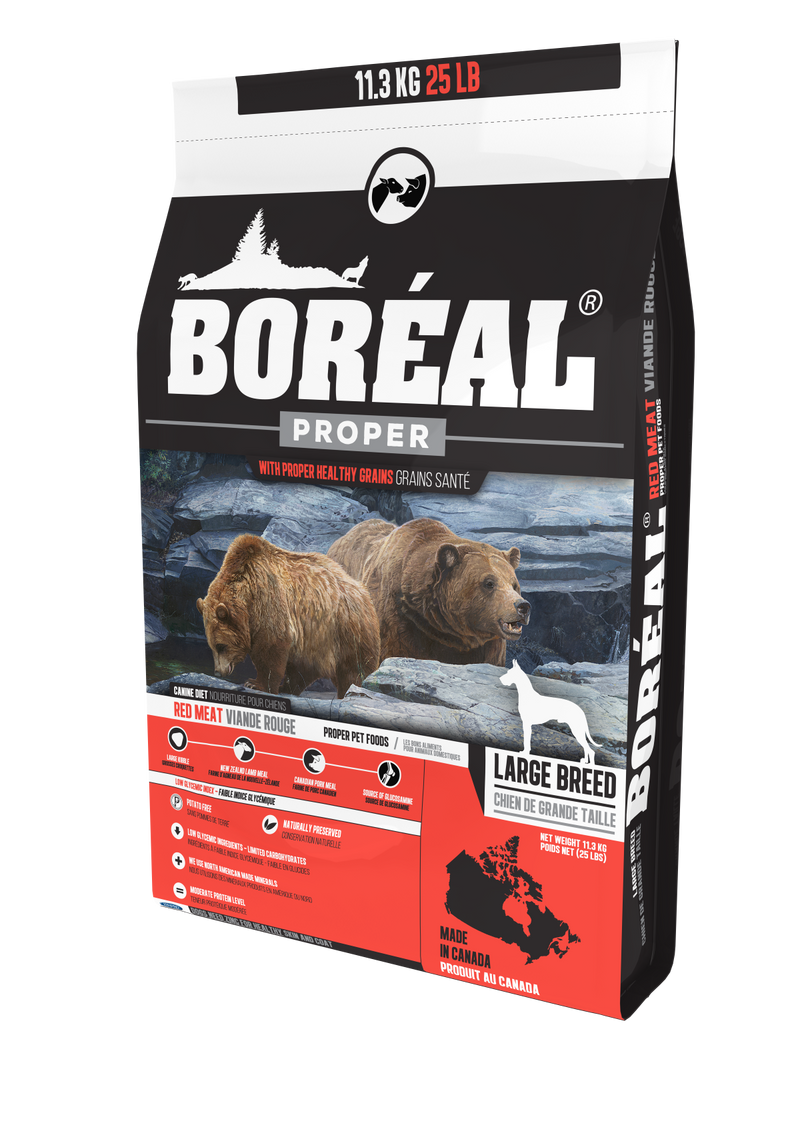 BORÉAL Proper Low Carb Grains Large Breed Dog Food - Red Meat 25 lbs
