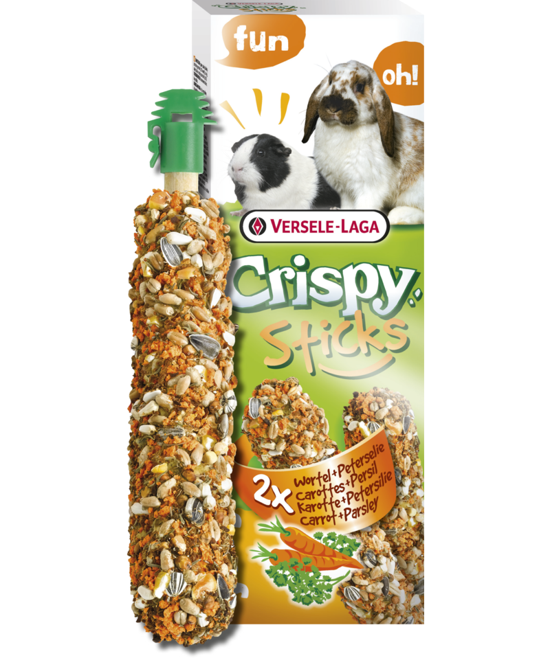 Versele-Laga Crispy Sticks Carrot & Parsley for Rabbit/Guinea Pig 2 Pack - Exotic Wings and Pet Things
