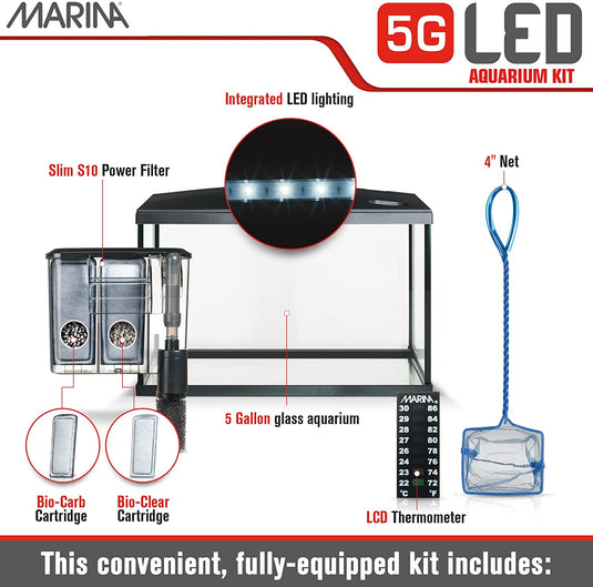 Marina LED Glass Aquarium Kit (5,10,20 gal) | Store Pickup Only