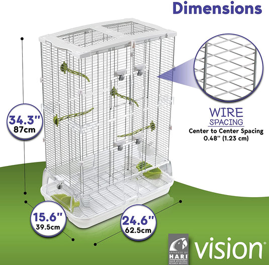 Hagen Vision Bird Cage Medium - Single M01 / Double M02