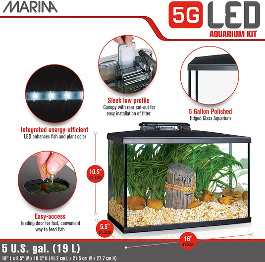 Marina LED Glass Aquarium Kit (5,10,20 gal) | Store Pickup Only