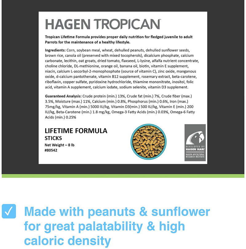 Tropican Lifetime Formula Sticks - Large Parrot Food
