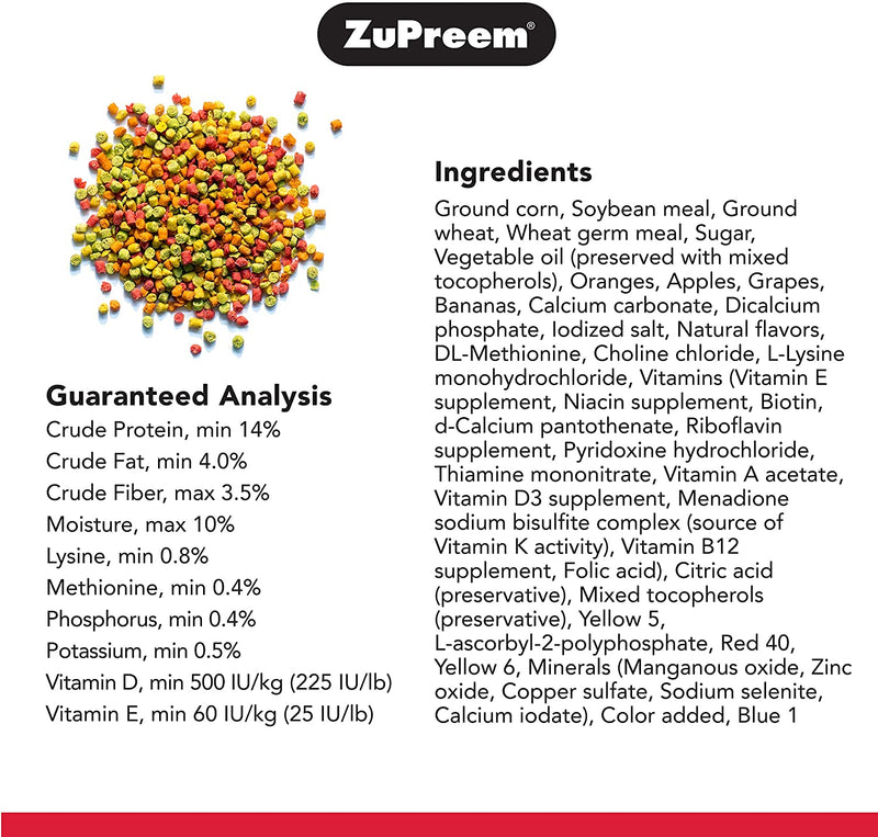 ZuPreem FruitBlend Daily Nutrition Small Bird Pellet
