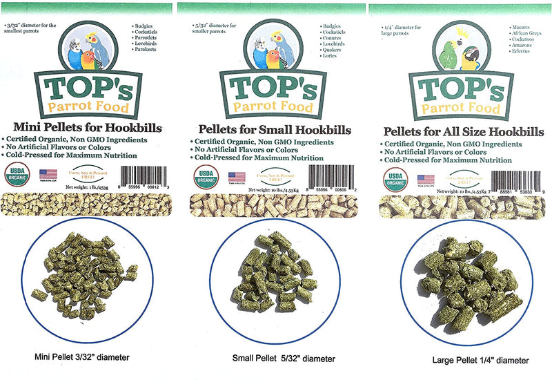 TOP's Parrot Food Large Pellets for Hookbills | USDA Organic Certified - Parrot / African Grey
