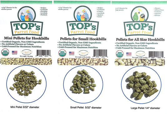 TOP's Parrot Food Large Pellets for Hookbills | USDA Organic Certified - Parrot / African Grey