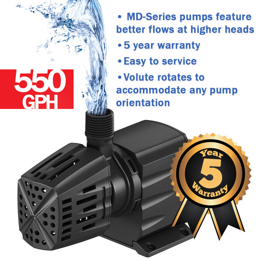 MD-Series Magnetic Induction Pond Pump - Up To 550 U.S. Gal