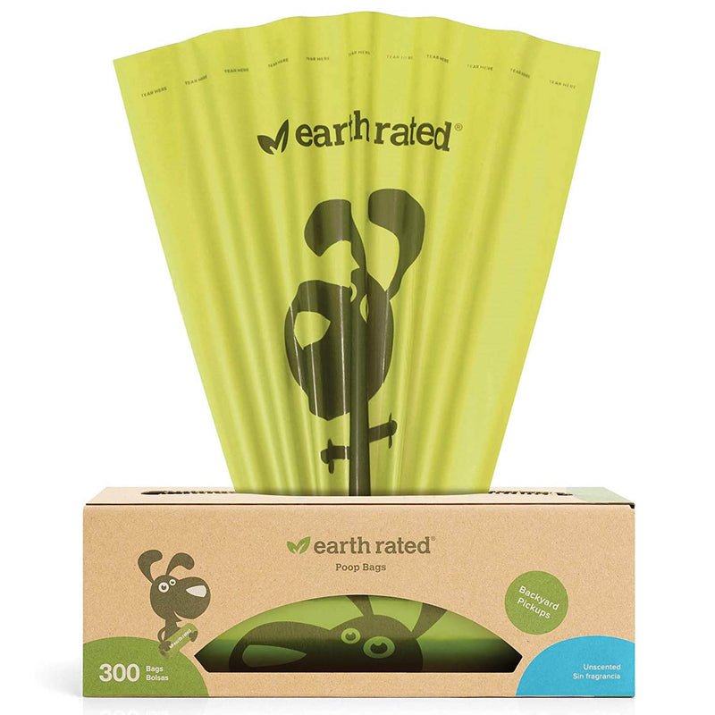 Earth Rated Eco-Friendly Unscented Dog Poop Bags 300 Bags on a Large Single Roll - Guaranteed Leak-Proof
