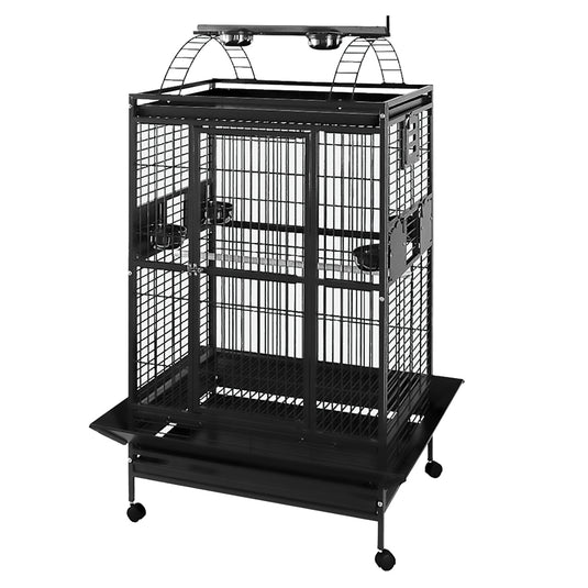 HARI Playtop Parrot Cage - Silver Antique Black - 91 L x 71 W x 174 H cm (36 x 28 x 68.5 in)