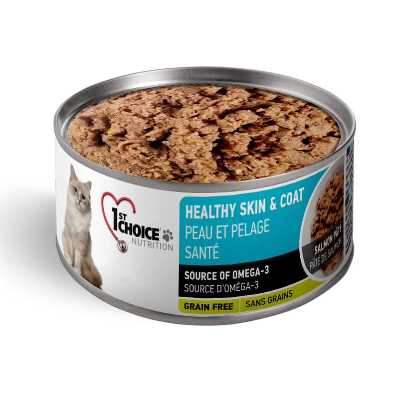 1st Choice Healthy Skin & Coat Grain Free Salmon Pate Wet Cat Food 24x156g
