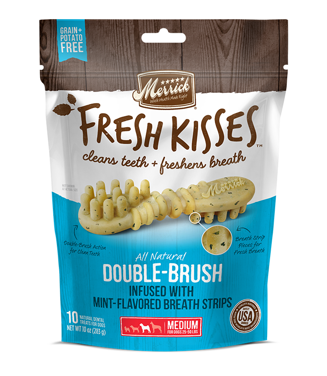 Merrick Fresh Kisses Mint Breath Strips Dental Treat
