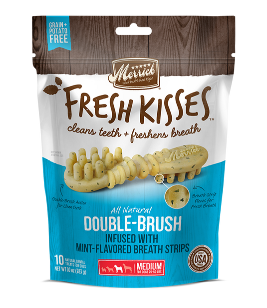 Merrick Fresh Kisses Mint Breath Strips Dental Treat