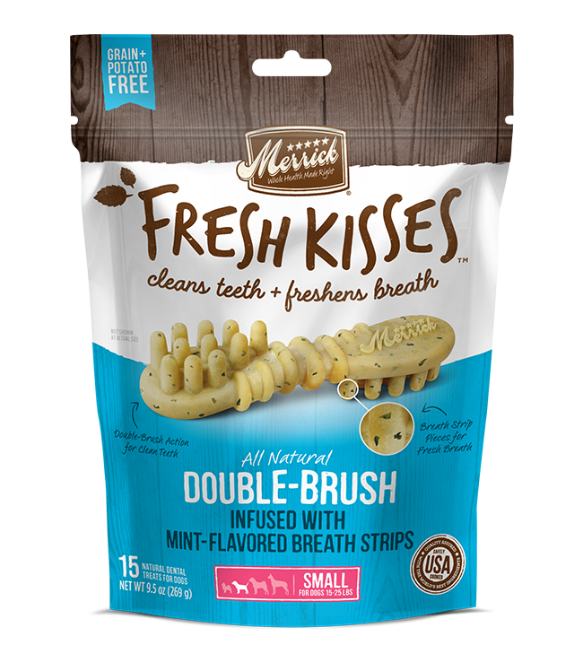 Merrick Fresh Kisses Mint Breath Strips Dental Treat
