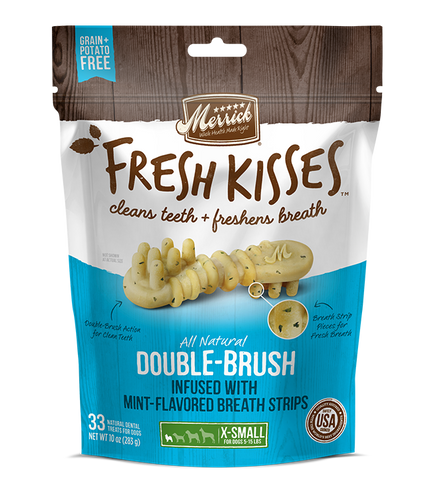 Merrick Fresh Kisses Mint Breath Strips Dental Treat