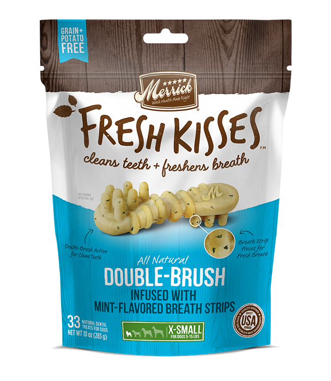 Merrick Fresh Kisses Mint Breath Strips Dental Treat
