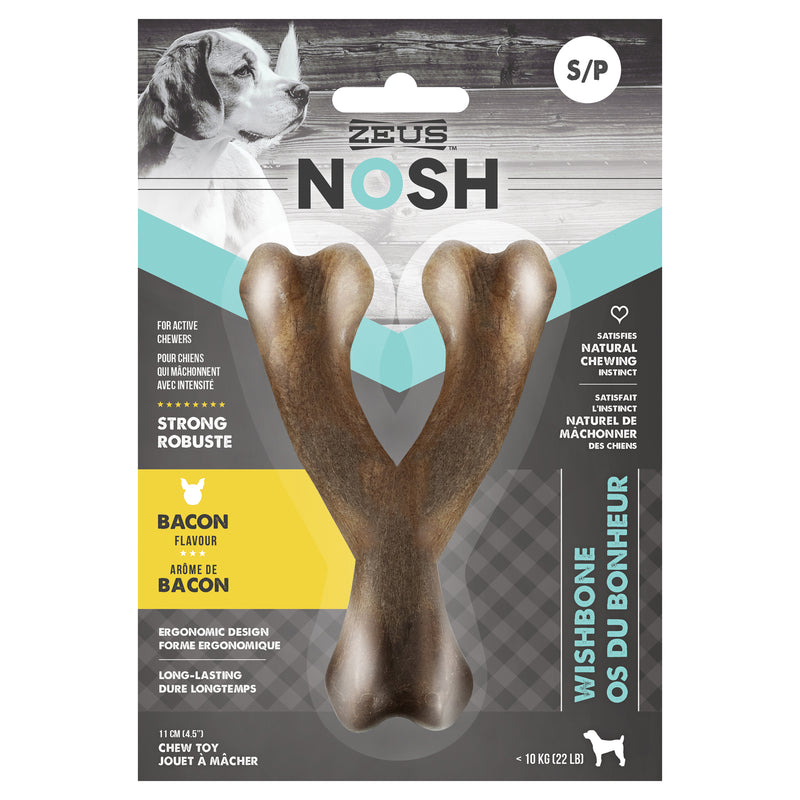 NOSH STRONG Wishbone Chew Bone - Bacon Flavor SM - MED - LG
