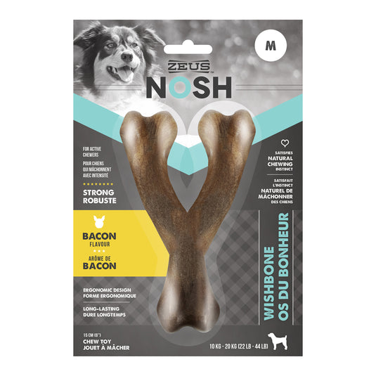 NOSH STRONG Wishbone Chew Bone - Chicken/Bacon SM - MED - LG