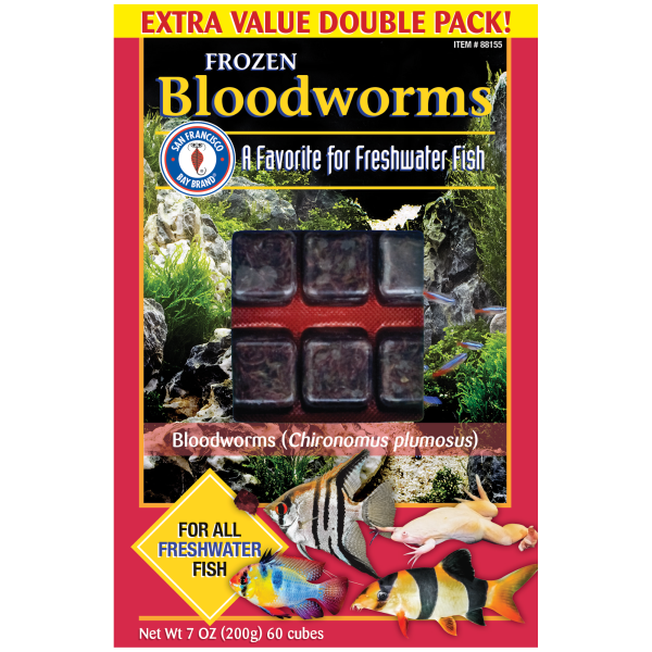 Frozen Bloodworms Fish Food Cubes - 7 oz
