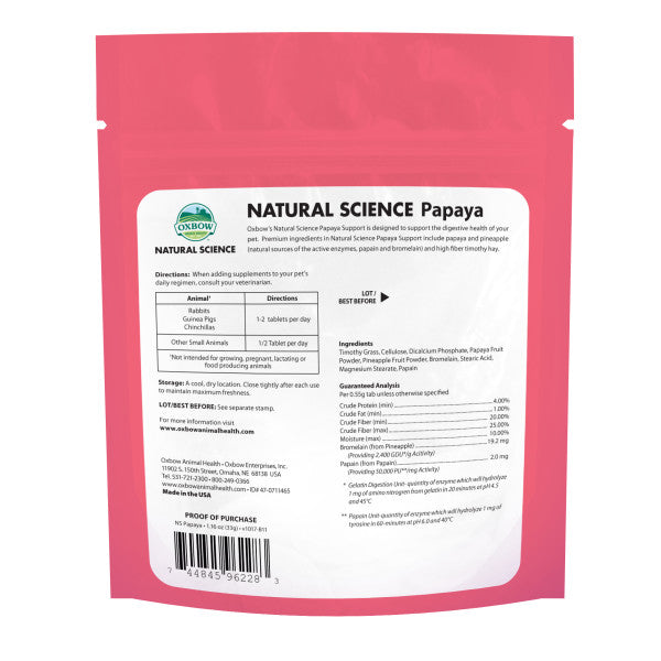 Oxbow Natural Science Papaya 60 ct
